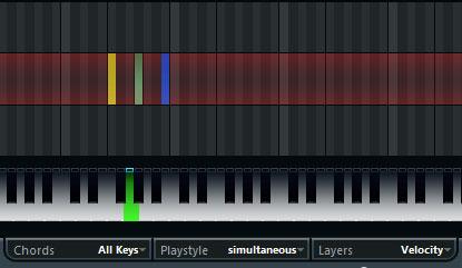 Chorder The Chord Indicator Lane At the top of the keyboard display you find a thin lane with a small rectangle for each key that you can use to record a chord.