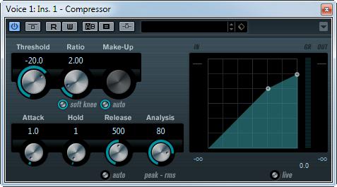Dynamics Plug-ins Compressor LE AI Elements Artist Nuendo Included with X X X X Side-chain X X X support NEK Compressor reduces the dynamic range of the audio, making softer sounds louder or louder