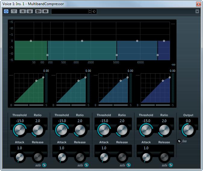 Dynamics Plug-ins MultibandCompressor LE AI Elements Artist Nuendo Included with X X NEK The MultibandCompressor allows a signal to be split into a maximum of four frequency bands, each with its own