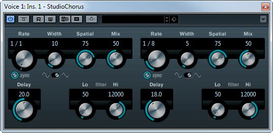 Modulation Plug-ins StudioChorus LE AI Elements Artist Nuendo Included with X X Side-chain X X support NEK The StudioChorus plug-in is a two stage chorus effect which adds short delays to the signal