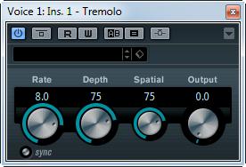 Modulation Plug-ins Tremolo LE AI Elements Artist Nuendo Included with X X X X X X Side-chain X X X support NEK Tremolo produces amplitude (volume) modulation.