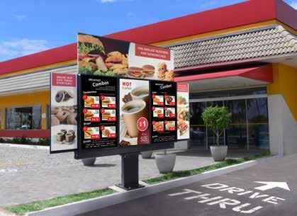 The single screen option is ideal for pre-selling and the triple screen is perfect for displaying menus and advertisements.