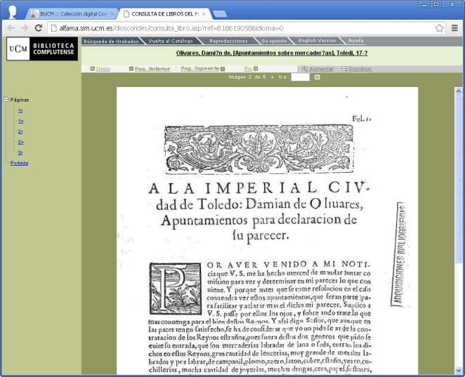 Status of Complutense ancient books digitization in 2006 (Dioscorides Collection) 2,800 scanned