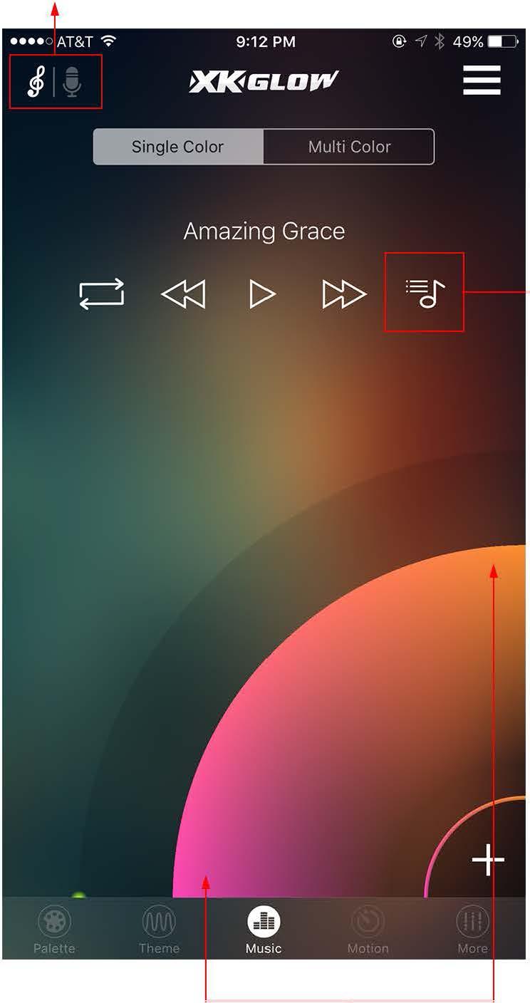 Music Mode: Light changes according to music downloaded in the app.