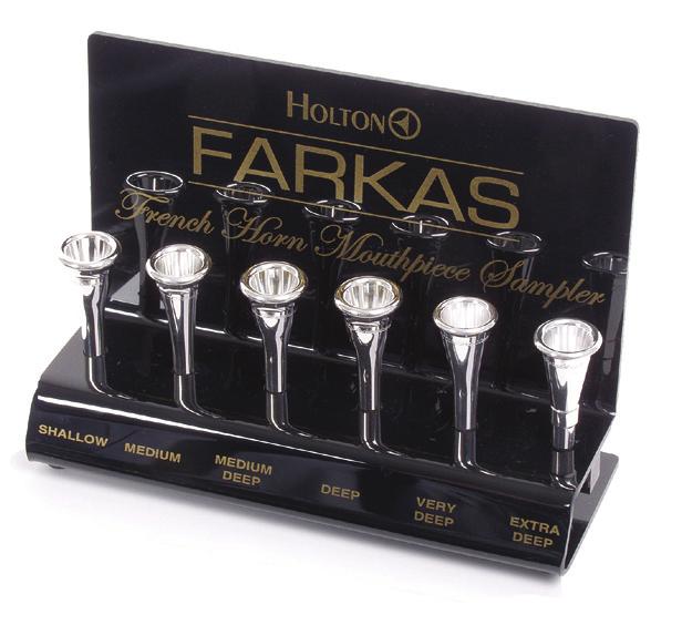 Farkas kits contain one each of the six models packaged in a compact carrying case. Every Farkas mouthpiece is available with either silver or gold-plated finishes. Cat.