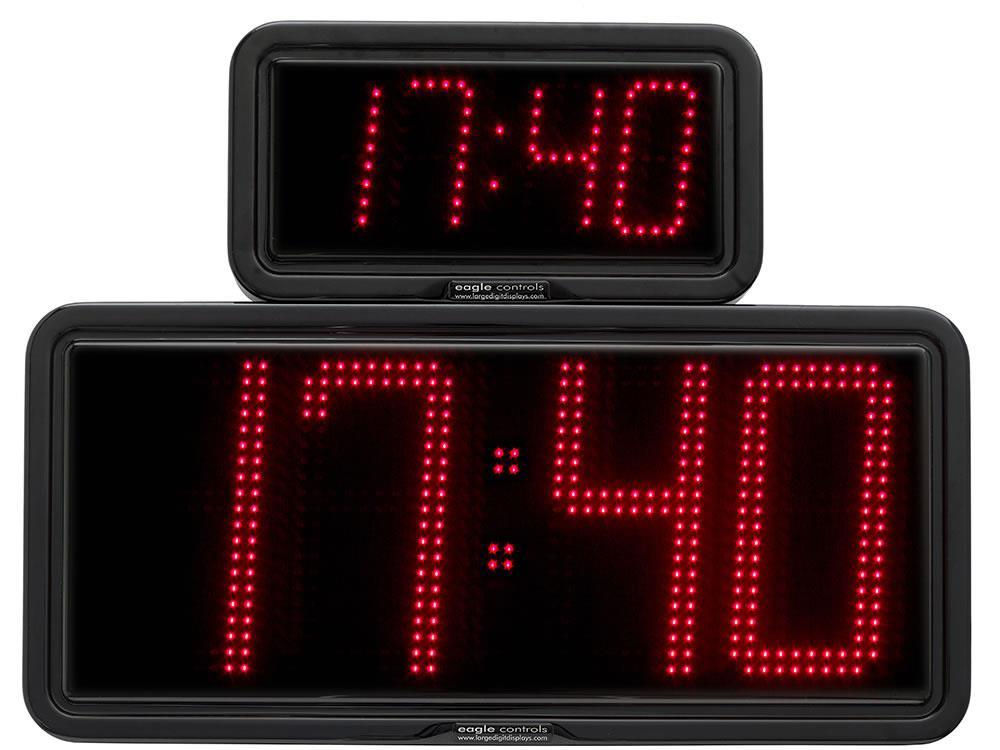 LARGE DIGITAL LED REAL TIME CLOCKS ALTERNATING DATE and TEMPERATURE ( programmable ) SETS THE INDUSTRY STANDARD FOR LARGE DIGITAL CLOCKS INDOOR OR OUTDOOR USE Hours Minutes or Hours Minutes and