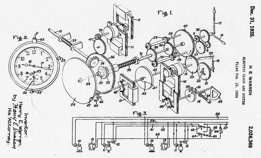 Figure 2. US Patent No. 2,026,368 dated December 31, 1935. Note exploded view and wiring diagram. The figure was rotated to present the drawings more clearly. COURTESY OF US PATENT OFFICE.