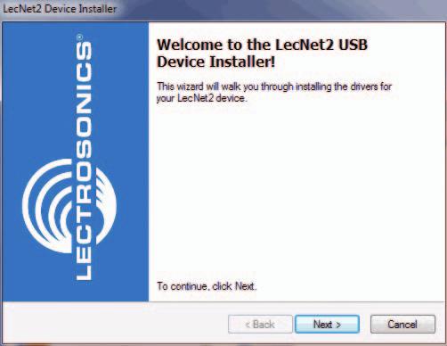 If a LecNet device is connected to a PC without prior installation of the driver from the Installation Disk, manual installation is possible in the cases of Windows XP and Vista operating systems