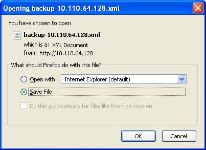 Setup GUI SYSTEM Backup / Restore Here you can backup the complete device and restore parts or