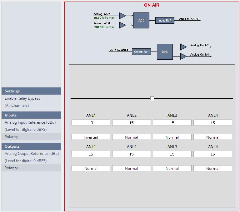Set up GUI INTERFACES 4 Ch ANALOG I/O Interface An additional analog interface can be installed in the Interface slot.