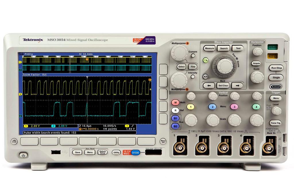 Mixed Signal Oscilloscopes MSO3000 Series, DPO3000 Series The MSO/DPO3000 is designed to make your work easier. The large, high-resolution display shows intricate signal details.