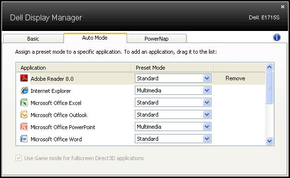 Dell Display Manager is pre-configured for many popular applications.