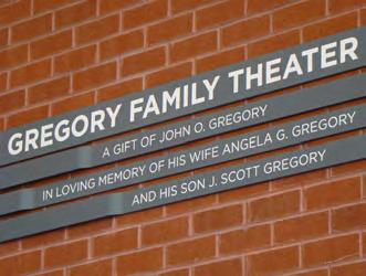 GREGORYFAMILYTHEATER HYLTON CENTER Gregory Family Theater The 240 seat Gregory Family Theater is a thrust style space that is easily re-configured for use