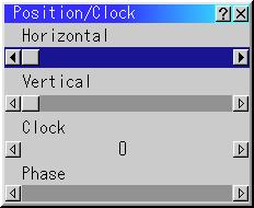 This adjustment is made automatically when the Auto Adjust is turned on. Clock... Use this item to fine tune the computer image or to remove any vertical banding that might appear.