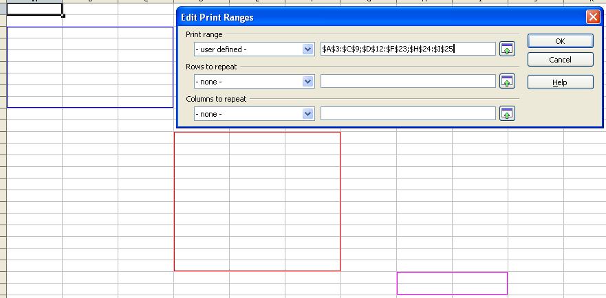 Adjusting the print range Figure 6: Edit print range Defining a custom print range In addition to highlighting a print range for each print job, you can define a range of cells to be used repeatedly.