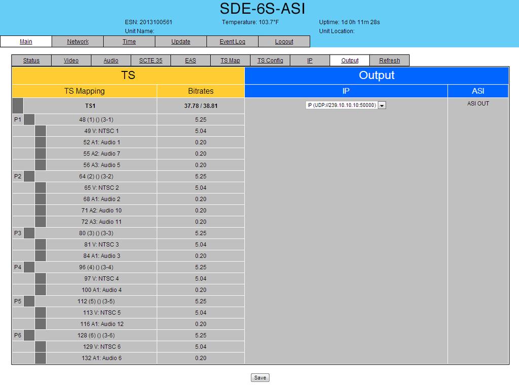 0 SDE-S-ASI.0 "Main > Output" Tab The Main > Output screen (Figure.