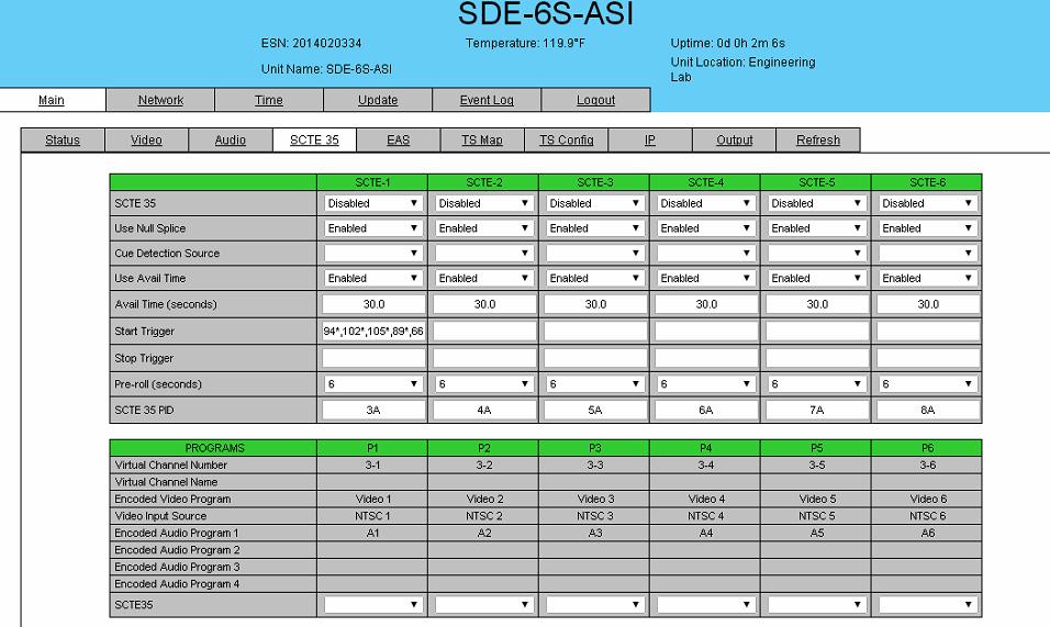 SDE-6S-ASI / HDE-2S-IP Ad-insertion via SCTE-35