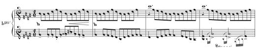 87 Example 6.37. Villa-Lobos, Mômoprecóce, 5 th mvt., mm. 6-9, piano. For this scene, the orchestra minimizes the accompaniment.