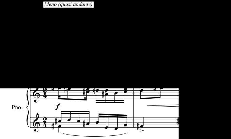 99 prestissimo presenting the melody in pentatonic scale seemingly, which evokes the running movement of children. Example 6.51. Villa-Lobos, Mômoprecóce, finale, mm. 171-172, piano.
