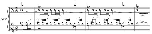 69 Example 6.8. Villa-Lobos, Mômoprecóce, mvt., 1 st mm. 20-25, piano. 4 The answer to the melodic line by the piccolo.