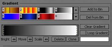 Gradient The Character Generator, under the Color tab, offers a range of ready-made gradients that you can choose or edit. You also can make your own that you can save.