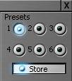 Then click Store, and select one of the numbered buttons, 1 6. Your current Proc Amp settings have been stored and will remain there until you Store another set over them.