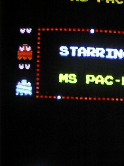 M(Black, Red, Black, Blue) No Ms pacman, "Ms pac-man" name is blue. Missing Midway name, and marquee border.