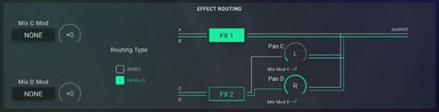 For instance, shorten the patch envelope time when using a lot of reverb, as this effect may make the sound unclear. EFFECT ROUTING Effect Parameters FX 1/FX 2 EFFECT TYPE.