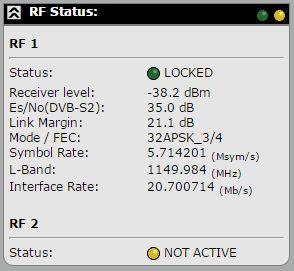 The RF status is only available if the optional hardware demodulator is installed.