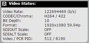 IP-Rx Status The IP-Rx status displays information about the IP-Rx configuration. Further detailed status can be found on the Input -> IP Rx Params page.