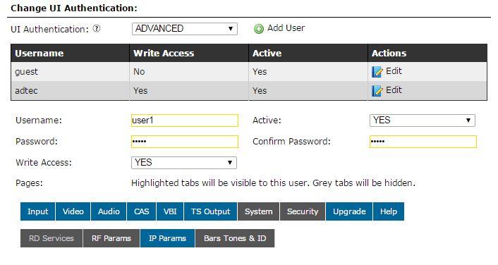 Users with write access get administrative controls and are allowed to change any configuration available in their view mode.