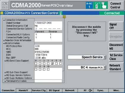 The CMU200 currently supports the service options 2, 9, (loopback service options) and 1, 3, 17, 0x8000 (speech service options).
