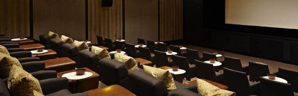 Cinema The cinema features a 24 ft screen and 44 comfortable seats, including 4 couches, 30 lounge chairs, and 10 bean bags. The cinema space also includes an events terrace and bar area.
