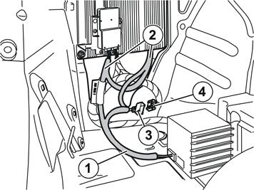 46 Take the adapter fibre optic cable (C in the kit illustration) from the kit. Connect the long end (1) to the subwoofer.
