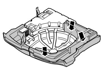 54 Applies to cars with a low cargo compartment floor Take the right-hand floor support (H in the kit illustration) from the kit and install it using the existing clips.