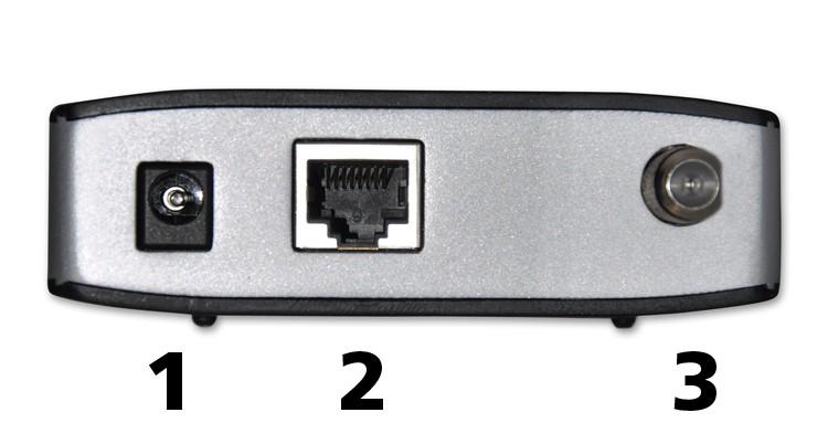 I. HDHomeRun Connections: HDHomeRun 3G Dual Tuner Back 1. Power connector 2. Network connector 3. Signal In Back 4. Power/Network LED 5. Tuner 0 6.