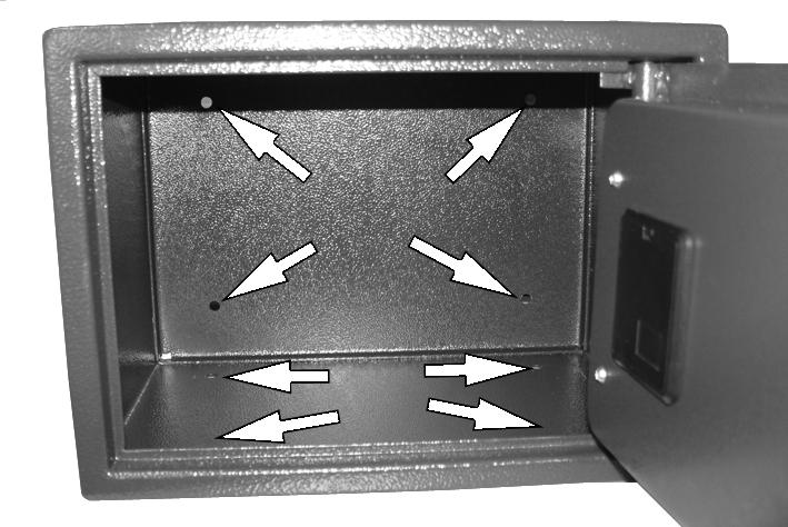 BEFORE USE OPENING THE SAFE FOR THE FIRST TIME 1. Rotate the plate downwards as shown, 2. Use the key supplied to open your safe.