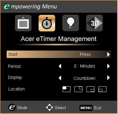 When the Empowering Menu is displayed, use the " " key to select the main menu. Acer eview Management "Acer eview Management" is for display mode selection.
