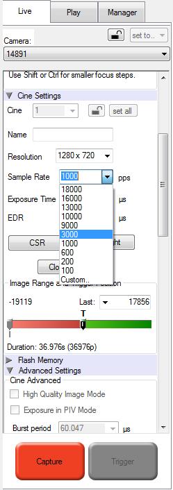 7. Select the Resolution and Sample Rate as shown below.