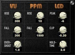 Settings Click to close the settings panel Your peak level in db. If the channel output exceeds this level the LED lights up yellow and gets more into orange the closer volume get to your clip level.