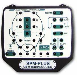 The optional UPM-PLUS (40-channel) universal personality module, DCM8 8-input auxiliary DC input module, and Patient Event Button can be added to the system for a total of 57 channels.