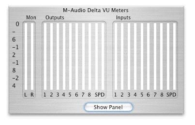 Delta 1010 User Guide 37 < SMALL VU: Clicking this button will display all of the Control Panel s VU meters in a miniature screen.