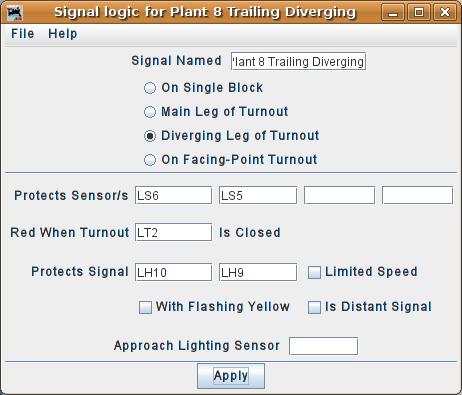 Signal Logic The information for the diverging leg is identical to the main leg in this direction. Continue to add the logic for each signal until they are all complete.