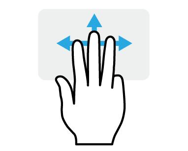 Apăsare cu trei degete Apăsaţi uşor cu trei degete suprafaţa tactilă pentru a deschide Cortana (dacă computerul dvs.