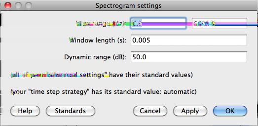 Figure 3: Praat s Spectrogram Settings View range controls how much of the spectrum is visible.