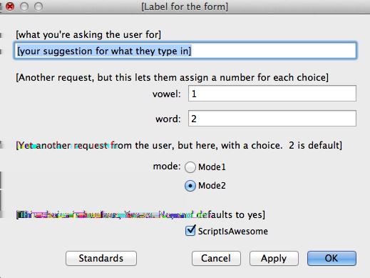 Figure 16: A form generated with the demo form code above comment [what you re asking the user for] text directory [your suggestion for what they type in] comment [Another request, but this lets them