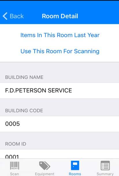 Select the room from the list of available rooms Locate and Finalize Exceptions Exceptions are equipment items on your inventory list that