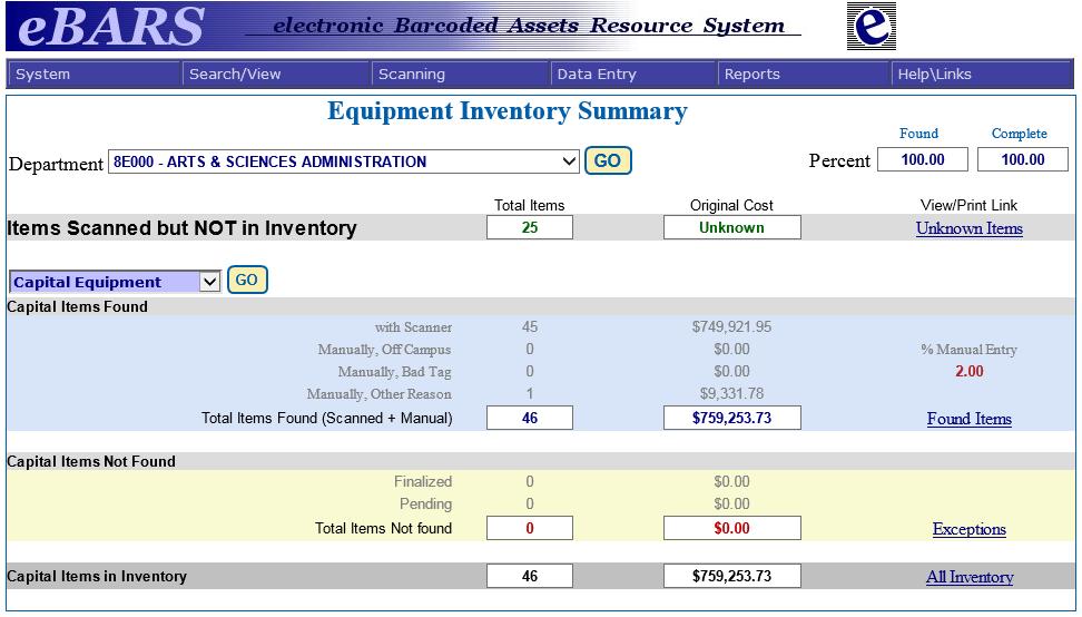 Reports All reports are located on the Inventory Summary page.