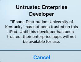 When prompted, select Install *Please note that your ios version MUST BE 7.1 or higher to use the ebars app* 4.