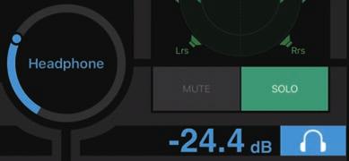Tap this. Drag the pointer to adjust. Tap to turn headphone output on (light blue). This is the headphone output level. Slide this up and down to make minor adjustments in ±0.1 db increments.